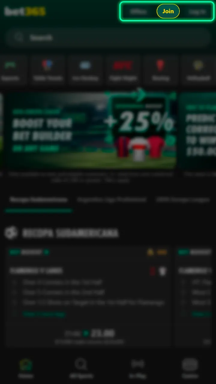 Create a new personal account to join Bet365.