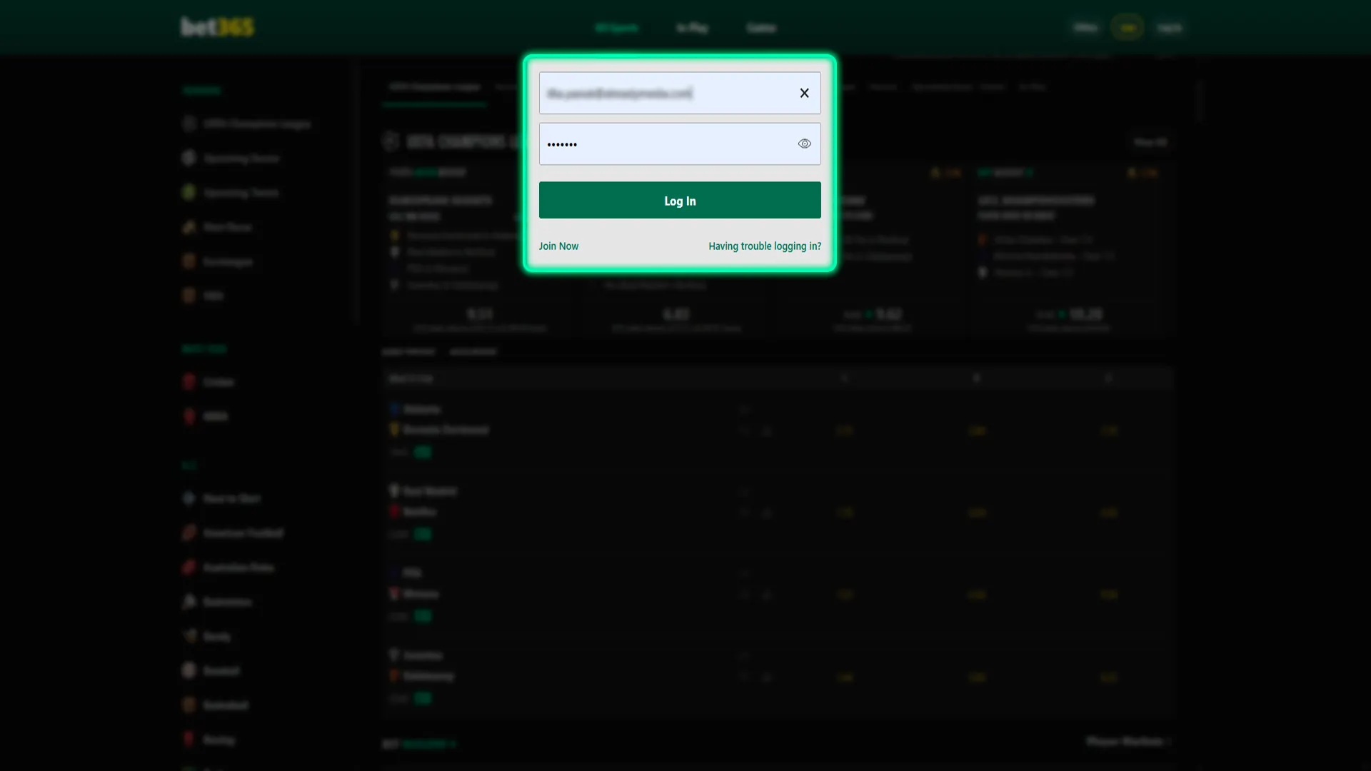 Navigate to the payment section within Bet365.