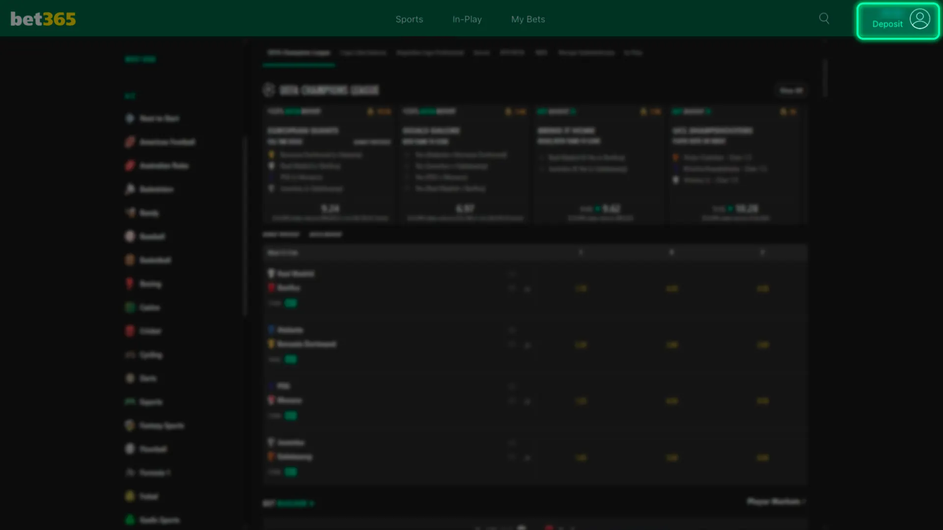 Add credits to your Bet365 balance instantly.