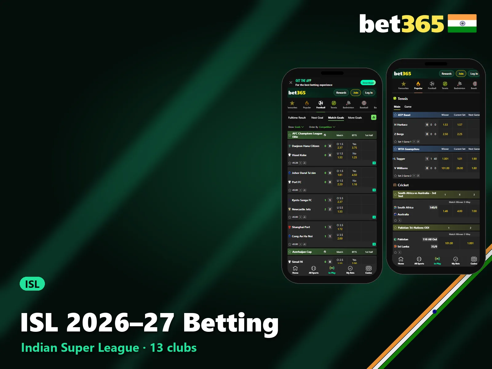 Bet on the Indian Super League 2026–27 at Bet365.
